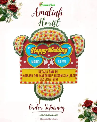 Karangan Papan Bunga Pernikahan di Airnona